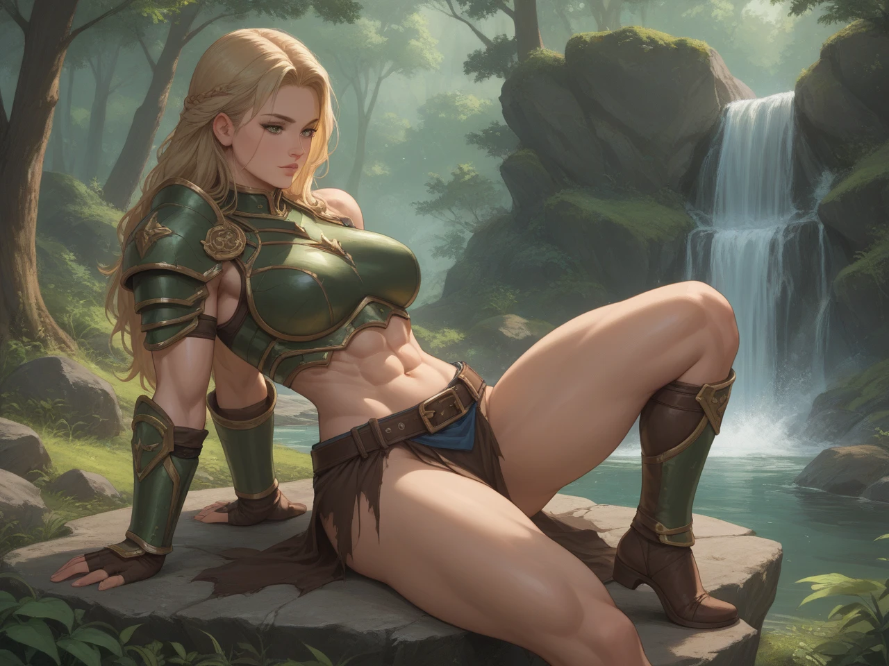 Asgard，valkyrie，Senhora Cavaleiro，Anatomia correta，epic fantasy digital art，tmasterpiece，8k，high-definition resolution，desenho detalhado，Qulidade Superior，, Epic composition, ((((huge muscles))))