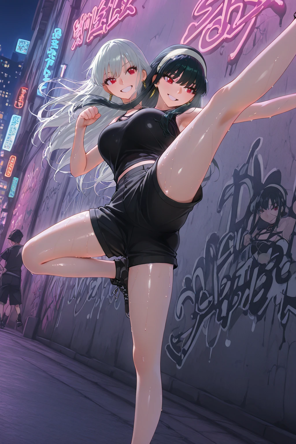 track and field uniform,hairpin,slender,glamorous,midriff peek,bare legs,crotch,cleavagte,