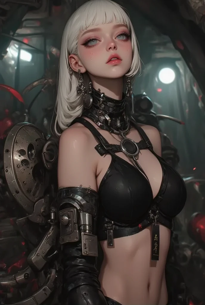 8k masterpiece, wallpaper, full height body potrait of a photorealistic beautiful short silver hairstyle with pigtails and buns seductress priest-knight, wearing beautiful detailed sci-fi headphones ,beautiful, very detailed beautiful face, intricate tattoes, holding a katana in two hands, model hair, in a beautiful very detailed magic room with flying bright glowing trails of energy, choker style colar, detailed face, upper body, lower body, wearing Linen-latex blend Slate gray victorian collar ornate lace , beautiful eyes, lo-fi, future, Perfectly Centred, Hyper Realistic Cover Photo, High Definition, Cinematic, Smooth, Ultra High Definition, Ultra Sharp Focus, Intricate Artwork, Masterpiece, Epic, Stunning Realistic Photograph, Intricately Detailed, Cinematic, small top, ((1 katana)), 1 katana, megapixel cinematic lighting, anti-aliasing, fkaa, txaa, rtx, ssao, post processing, post-production, tone mapping, cgi, vfx, sfx, full color, volumetric lighting, hdr, realistic, 8k, visible legs