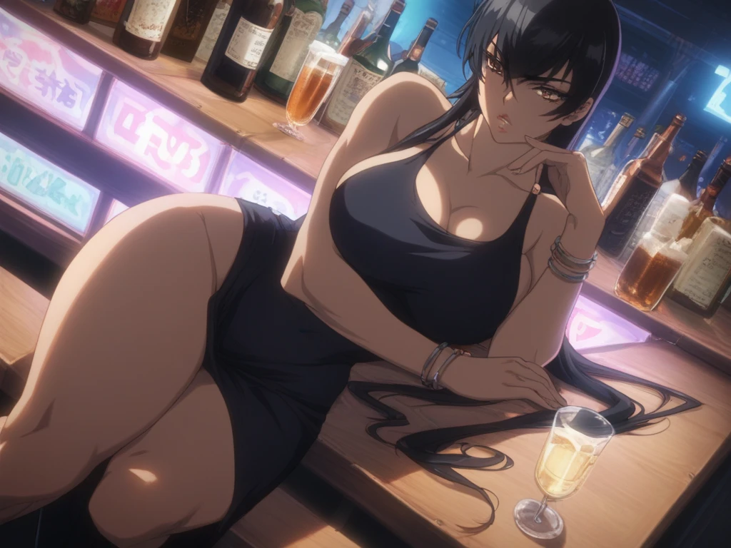(masterpiece, best quality:1.2),((photoreal:1.1)),perfect anatomy,((solo:1.5)), ((alone)),((1 middle age woman:1.5)),(1 MILF),perfect eyes,Muzan, ((looking at viewer:1.4)),((horizontal angle)),((view from the front:1.4)),(straight-on),shooting from front,lighting from front,((sagging sma breasts)),((Piutuary small breasts:1.4)),((muscular:1.2),((do not hide your crotch:1.4)),(cod lips),((seating on tall stool:1.3)),((spreading legs wide:1.3)),(holding your head high),((hands on hip bone:1.3)),delicate and beautiful,((gold bikini:1.2)),detailed hair,black hair,wavy hair,french twist,((chignon)),red eyes,high heel