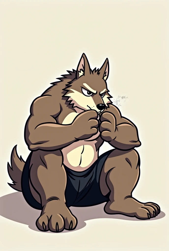 Werewolf putting his huge knot in the young man's anus, anal view