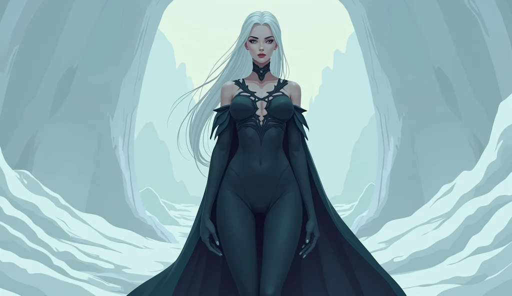 Fantasy Female sorceress, icy white hair, nordic, fair skin