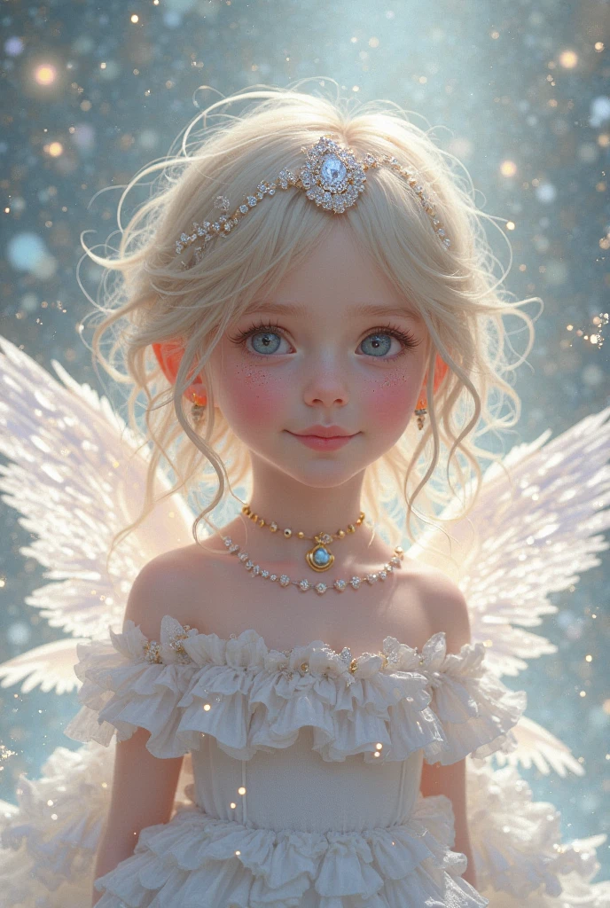 hyper detailed little chibi beautiful coherent face angel, close up portrait, light pink jasmine, huge hyperdetailed fluffy wings, lots of fur, intricate filigree, extremely detailed ice crystals, in the style of illustration art by artgerm, charlie bowater and jennifer janesko and Diego Gisbert Llorens fantasy, extremely detailed, hyperdetailed, vibrant colors, anna dittmann, steampunk hyperdetailed Tomasz Alen Kopera maximalism futuristic 8K polished masterpiece, Watercolor collage of vintage tarnished copper squares held down with rivets, steampunk style, style of Raymond Swanley, hyper realistic, intricate detail, illustration