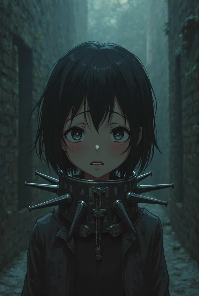 Fubuki, evil nun, demon horn, Demon wings on the head ,(((( wearing black ))), Your hands preparing a sphere of energy, His powerful magic hits the buildings of a city , Context of the Satanic Church, detailed eyes