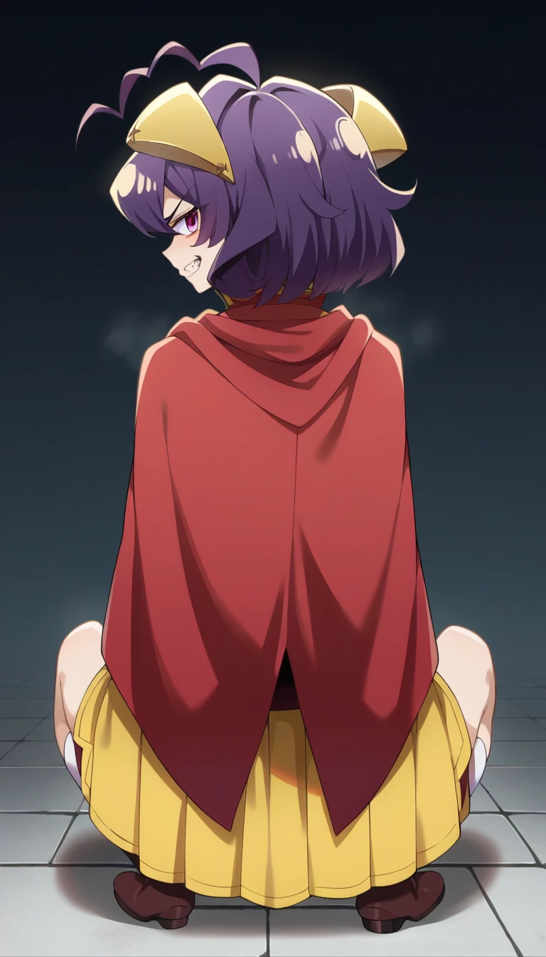 (masterpiece, top quality, best quality, highly detailed:1.2), 1girl, solo, photo of a cute and sexy catgirl standing and peeing on the ground, peeing self, having an accident, beautiful medieval town, outdoor, standing, ((pee stream)), (pee puddle), peeing, pee, pee stain, wet pants, beige skintight pants, black high-heeled boots, indigo cloak, dark red sleeveless dress coat, no bra, blush, trembling, embarrassed, angry, golden cat bell collar, ruby ring, red lipstick, red hair, red cat ears, red cat tail, yellow cat eyes, cat claws