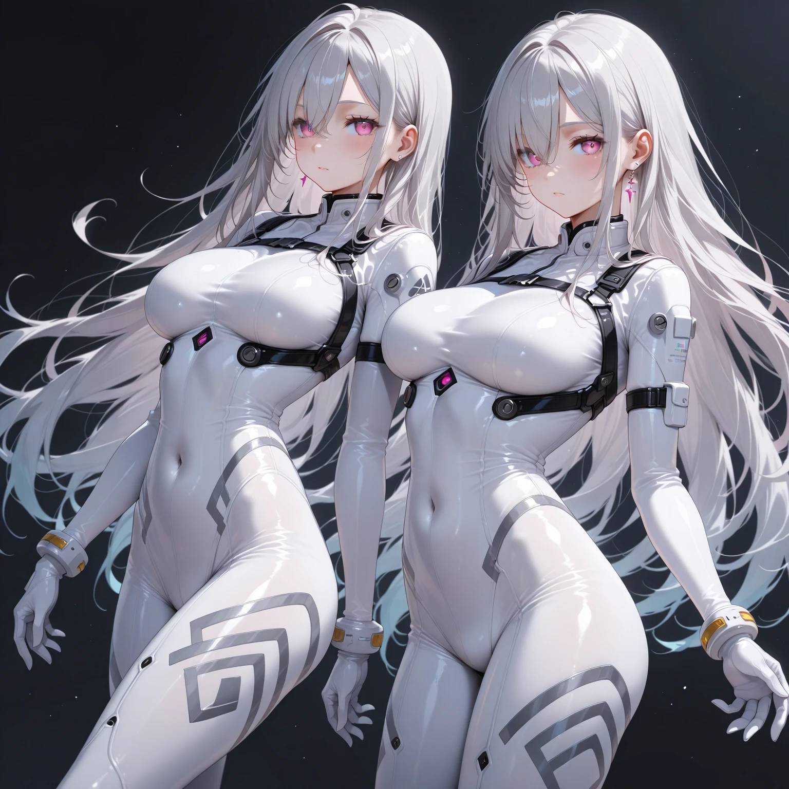 1girl in, bodysuit space suit, tight-fitting suit,white mechanical bodysuit,Cyberpunk Suit,angry, Full face blush, Dress Lift, NSFW, silver mechanical panties, garter strap,, 细致背景, masterpiece, top-quality,
