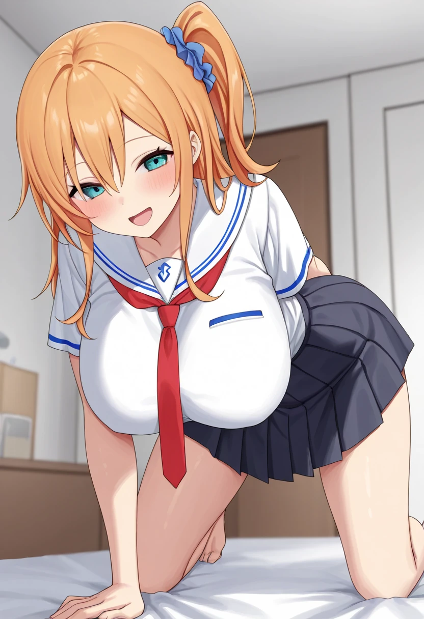 Mikunakano, Miku Nakano, Long Hair, bangs, blue eyes, Brown Hair, shirt, Hair between the eyes, Headphones around the neck,smile、happy smile, smile, Open your mouth,Big Breasts,Japanese schoolgirl(Sailor suit),Short sleeve,Black pleated skirt,Black Pantyhose,Brown Loafers,Daytime,sunny,whole bodyがイラストに入るように,Angle from below,(((Panty shot)))、((Pull up your skirt、I can see her panties、Absolute area))、squat、Skirt breaks indoors, classroom,Big Breasts,
break looking at viewer, whole body,
break (masterpiece:1.2), highest quality, High resolution, unity 8k wallpaper, (shape:0.8), (Beautiful details:1.6), Highly detailed face, Perfect lighting, Highly detailed CG, (Perfect hands, Perfect Anatomy),Detailed illustrations、Perfect illustration、Super detailed