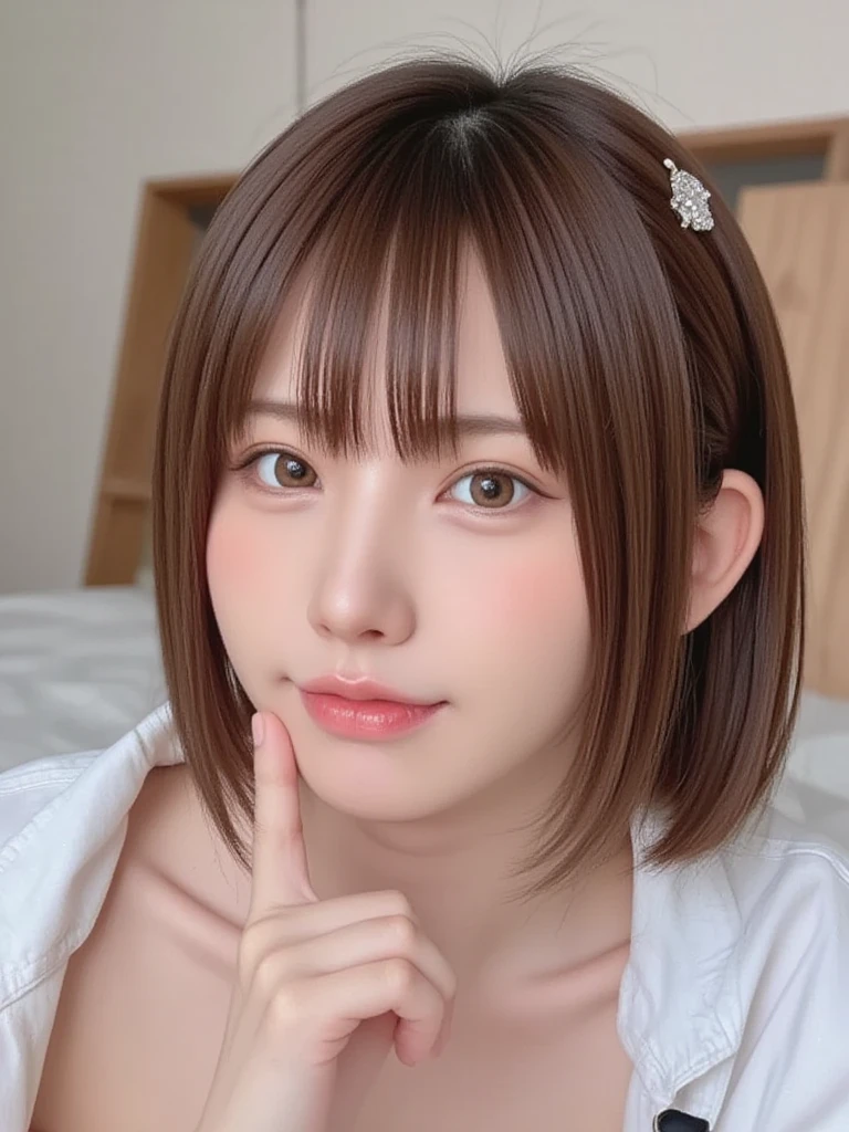 ((highest quality)), ((masterpiece)), (get used to it), perfect face,Cheerleader,baseball Ground,brown hair,small breasts,small areola,white skin,Fair skin,tits,nipple,naked,Japanese,whole body,slim,thin,(((Cheerleaderの衣装から露出したnipple))),thin,skinny,cute,smile,shave,Big eyes,
