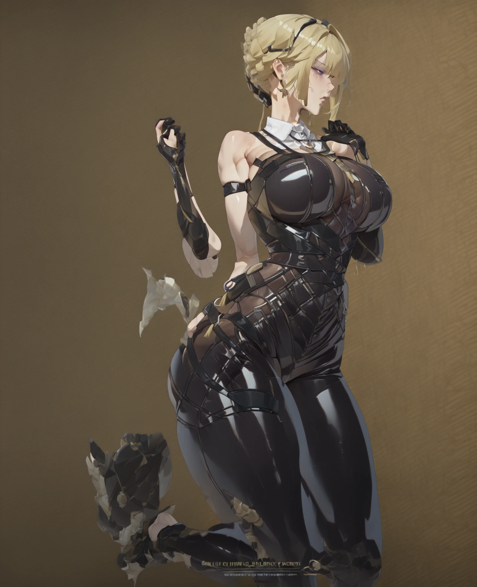 masterpiece, top-quality, Hi-Res, (((((Evil Fall))))),(((((((Creatureization))))))), (((((Parasitized))))),(((tentacle clothes))), (((Leotard))),(Hollow eyes), (((Colossal tits))), (((neck tie))), ((Enamel material)), ((Glossy material)), (((1girl in))), ((独奏)), (((Standing picture))),Remu(Re:Life in another world starting from scratch), Blue hair, white thighhig, (((short-hair))), blue eyess, Hair above one eye, ((frilld)), ((garter strap)),full-body view,deadpan