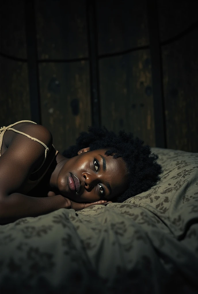 a black woman with her hair in a bun, wearing a black hoodie,  and pulling up her black leather shorts, in her bedroom, putting on her clothes, extremely detailed, photorealistic, high quality, ultra-detailed, 8k, masterpiece, cinematic lighting, dramatic contrast, dark moody atmosphere