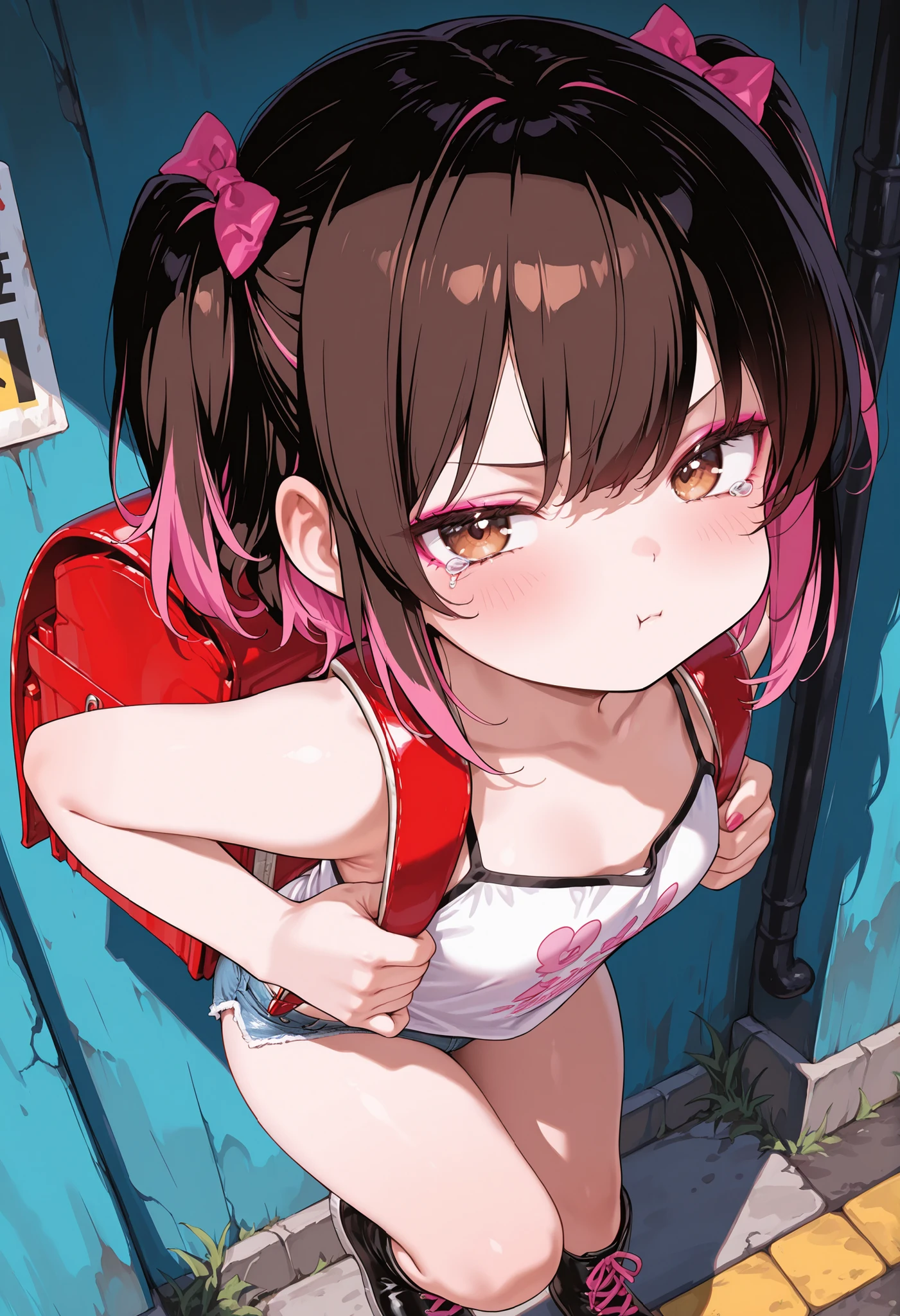 masterpiece,high quality,best quality,ultra detailed,16k,nsfw,(nude:1.6),(small breasts:1,5),chastity cage,(testicles:1.5),1girl,Nice Nature\(umamusume\),(horse tail:1.1),(embarrassed:1.5),blush,ecstasy,open mouth,breathless,humid,squatting,spread legs,(public indecency:1.5),(outdoor:1.5),town,(night:1.5),