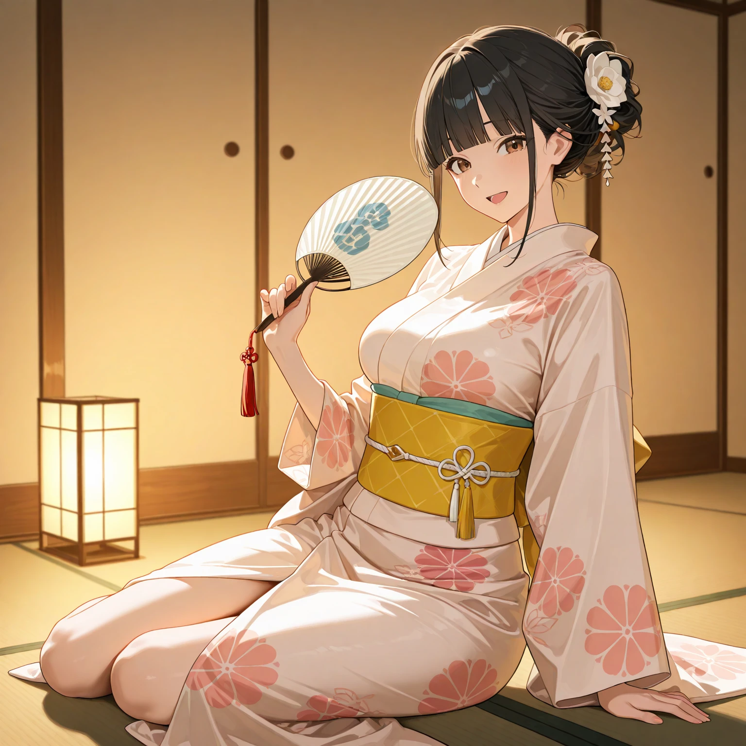 masterpiece, best quality, absurdres , perfect anatomy , Wang Yujia , long hair, bright hair color, cameltoe ,((vaginal)) ,(((sex))) , (((fellatio))), ((paizuri)) ,((breasts blowjob)) ,nsfw , 1boy,(((busty))),show off nipple ,cum in pussy ,cum on tongue , (((bukkake))) , Lace , girl trembling with sexual climax ,steam, Lustrous skin, Dramatic light , lily, kimono , japanese clothes , Japanese style room