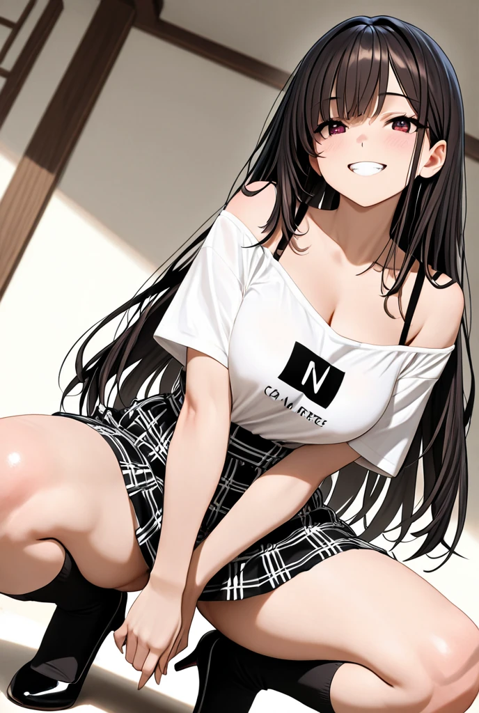 <lora:skirt_tug_v0.1:1.0> 1girl, (clothes tug:1.4), implied pantyshot, hand between legs, Athletic body, underboob, big breast, clothes down, pajamas, Dark Red skirt, Community Center , masterpiece, best quality, absurdres, <lora:more_details:0.5> <lora:envybetterhandsLocon_beta2:1>