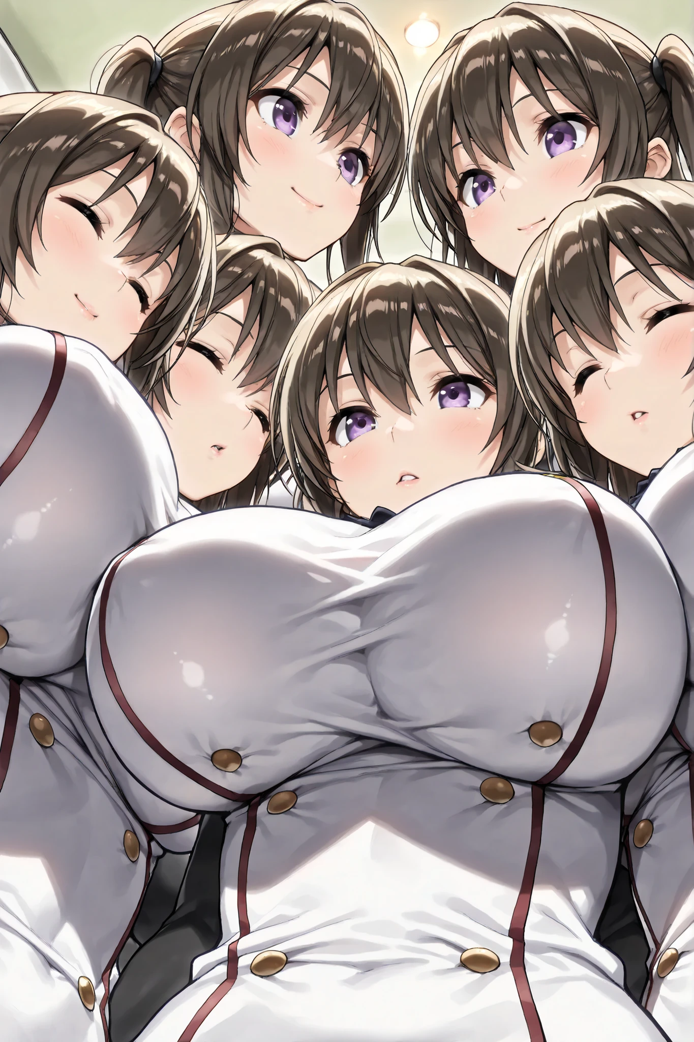 3girls, , , penis between the breasts breasts squeezed together, triple paizuri, docking, sweat, pubic hair, nipples, room, naked, sweat, breasts holding, assisted, asymmetrical docking, sweaty, mature 45 years old milf woman and 12 year girls daughter, divorce mother with two cute daughters, horny lewd long penis assisted, different facial expressions, talking each other, precum leaking, looking at the penis, armpit, middle fingers, side boob, kiss, a mother teach her daughter how to titjob, naughty smile, daughter are amazed, daughter what to sucks my penis, fellatio, profile fellatio, tounge