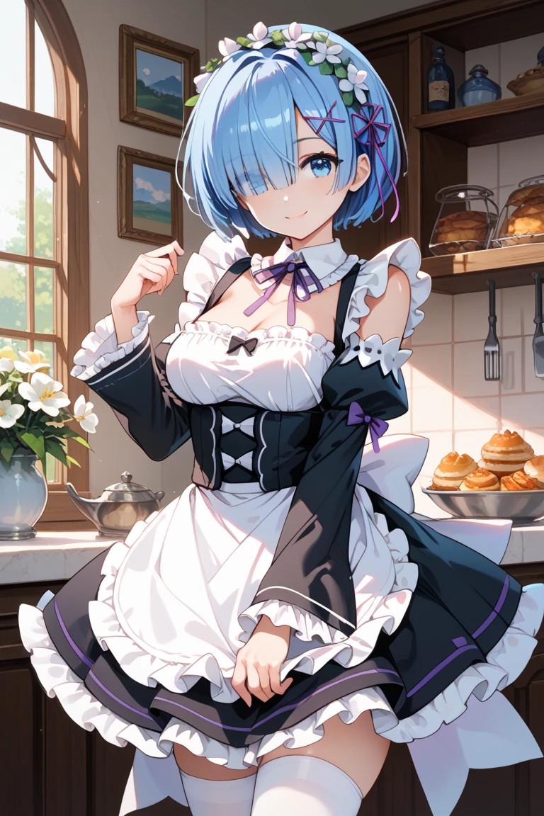 (Highest image quality),(A masterpiece),(Super meticulous),(Eye detail description:1.0),(lens flare glow:1.0),(filmposter:1.0),(Tarot border:1.0)，（closeup cleavage：1.0），（Negative space：0.8），（Negative space：1.6），（独奏），(Photorealistic:1.4), (Masterpiece, side-lighting, fine detailed beautiful eyes: 1.2), Masterpiece*Portrait, Realistic, 3D face, Ganyu \(Genshin Impact\), 1girll, ahoge, architecture, By bangs，Bare shoulders，bell，black glove，Black tights，（blue  hair），Blushlush，Beautiful breasts，Chinese knot，the sleeve，flower knot，mitts，cow horn，long whitr hair，middlebreast，Neckbells，the maid outfit:2.0，maid costume:2.0，happy laughing，Squinted eyes，gentleness，extremely shy:2.0，Be red in the face:2.0，exhilarated，Not facing the lens，Super happy:2.0，Shopping at the supermarket，Visit a clothing store:3.0，ssmile,Playful，Pick clothes:3.0，Super meticulous，Lunette de soleil，sneak shot，grin，Close your eyes，Smiling eyes，Candid photos of girls:2.0，Back Shadow:2.0