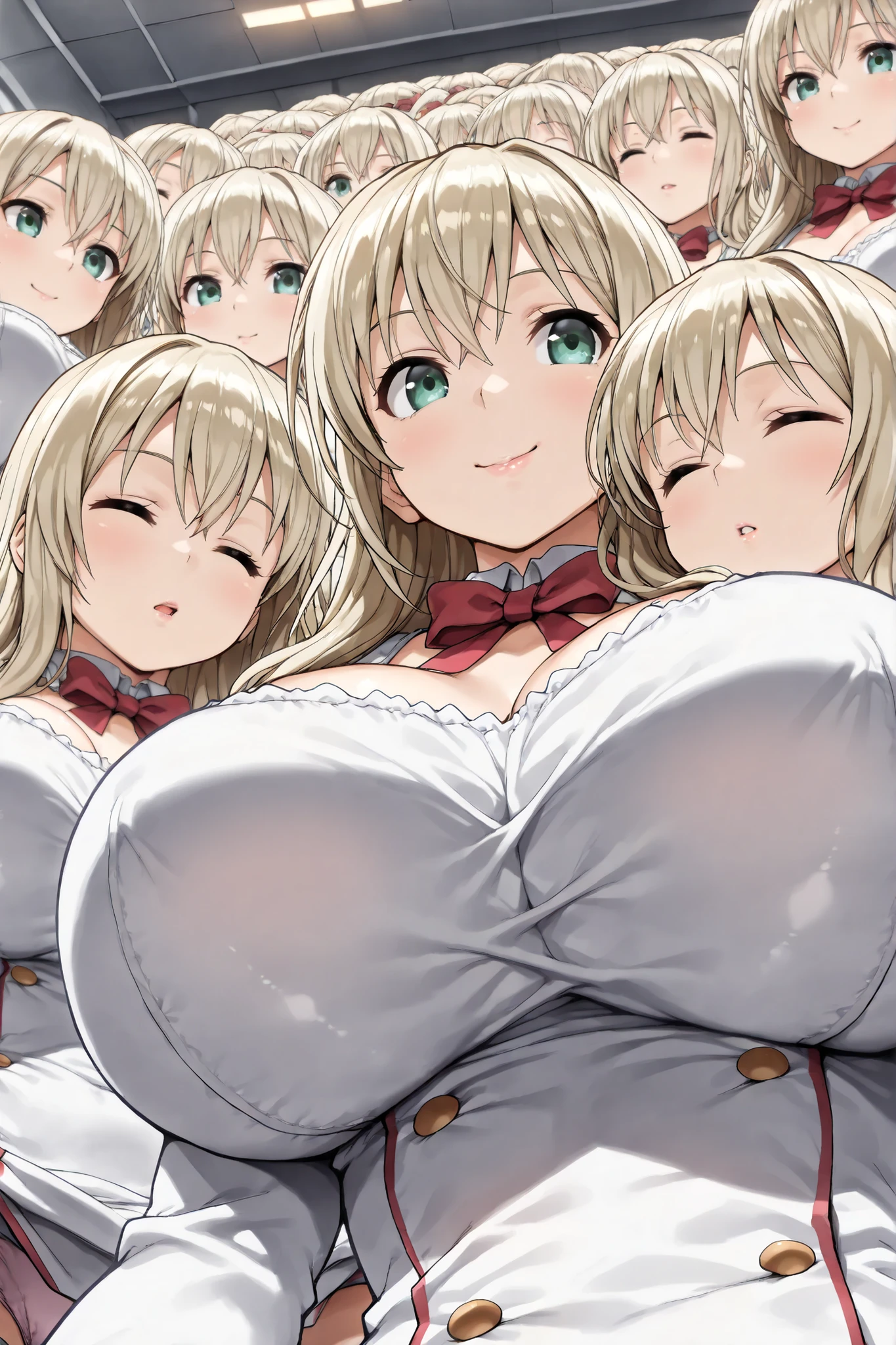 masterpiece, Highest quality, High resolution, Big Breasts、JK,There were a lot of girls in a very small elevator. ,6 Girls、Pink pleated skirt、Heart symbol and sound effect、The viewer is looked down upon by a tall woman.、Low Perspective、A chest full of sperm、There is only one viewer dick、Penis between 、Bukkake、Pant voice、Huge 、white and bright skin、Bright beautiful skin、Blunt bangs、Blunt bangs、The girl trembles with joy、30-year-old woman、They are all very tall、Surrounded by tall girls、Thighs、Being despised by many girls、A composition that expresses many things breastean smirk、Bully、A composition that expresses many things 、Harem、Many girls are lined up、Black Hair、Blonde、Open your mouth small and smile、Pointed double teeth、titfuck、Nipples