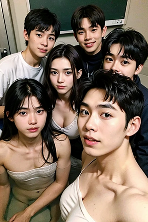 (?????:1.0),(A photo that will delight lolicons:1.0),(3 males、6 year old girl 1,6-year-old girl surrounded by 3 men:1.5),(Girl is 6 years old,low lengthdelicateな体,Small body:1.2),(Grandfather and granddaughter photo:1.1),(Children and adults photos,multiple,There are many men),((Three male politicians aged 55、Posing with a small-breasted 6-year-old girl.)),The girl puts her hands behind her head,Girl raises her hands,(A man grabs a girl's chest,Touching the body,Hug,One-sided embrace),(smile,The girl has a look of pleasure,Girl with an ahe face:1.7),(The girl has double eyelids,Droopy eyes,Black Hair,Shortcuts,No makeup,Small face,nature,low length,delicate,,Slender body,thin,A slight swelling of the chest,belly button,thin脚,length, thin脚),Girl surrounded by three guys,On the bed,indoor,????????????,Human trafficking,Girls are used as toys by men,((Love Hotel,Hotel Rooms,Love Hotel寝室,A room with a lewd atmosphere,A room full of men,A room full of men,A room full of men:1.0)),Night Time,(Overall view:1.5),