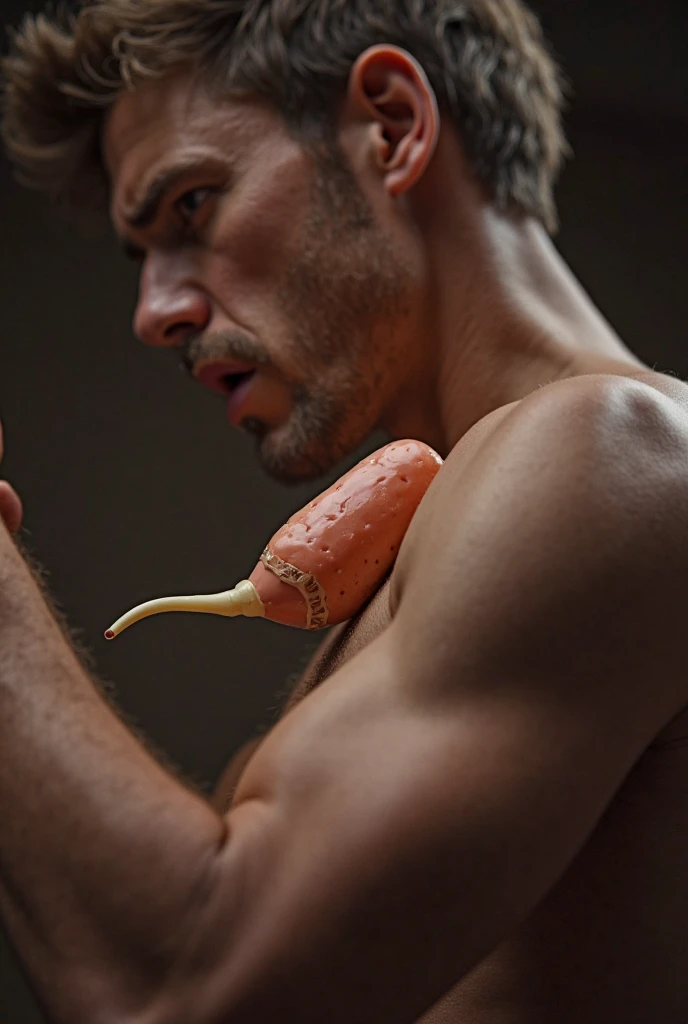 A man's penis is exposed