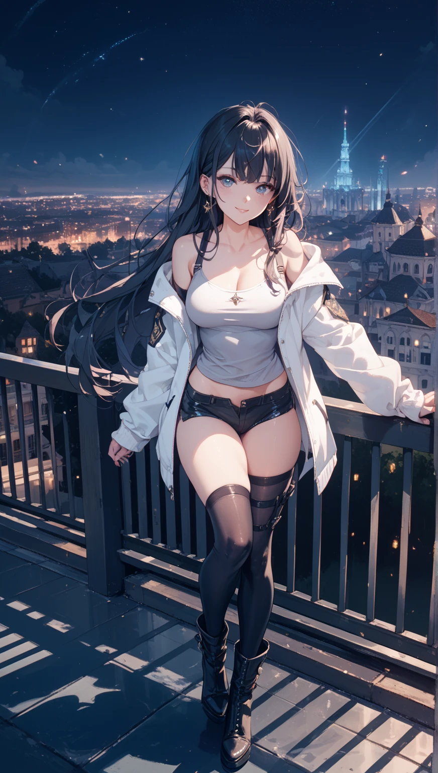 (masterpiece:1.2) (Highest quality) (detailed) (Complex) (8k) (High resolution) (wallpaper) (Cinema Lighting) (Sharp focus),One girl, building, Chain link_fence, fence, nullscraper, cityscape, Ferris_wheel, green_null, city, racket, null, blush, tennis_racket, nullline, rooftop, architecture, smile, Day, East_Asian_architecture, lens_Flare, Tower, bridge, Home, Open_mouth, Genuine_world_Location, Abigail in white underwear