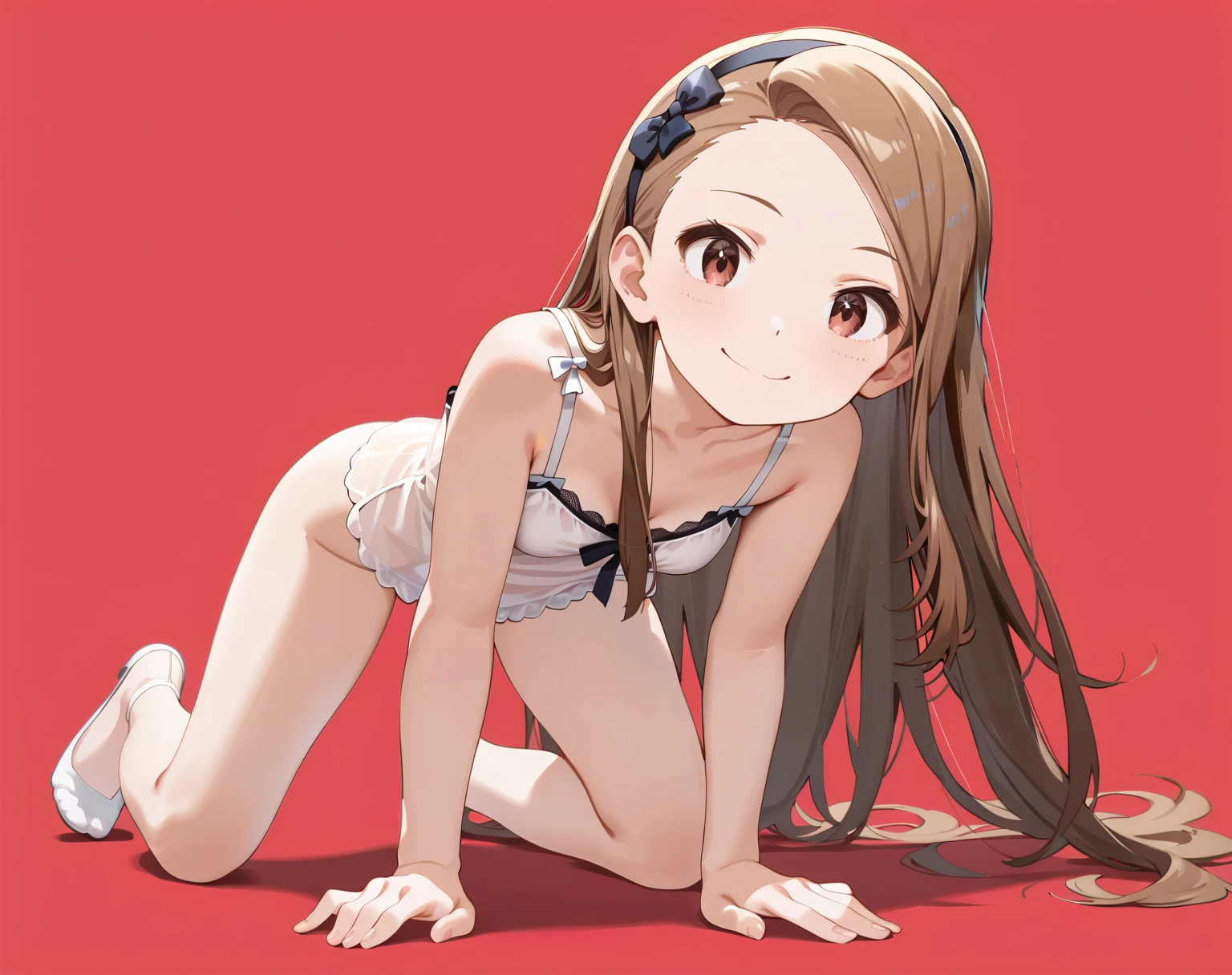 2023/11/08 (Eau) 13:00
Light brown hair、Wavy Hair、Headband with a large red ribbon on the top of the head、Medium Hair、Light pink eyes、Little Girl、A girl child、Chiquita、flat breast、Sheer breast、Spread , Kupaa,Sit on the ground、Spread legs,