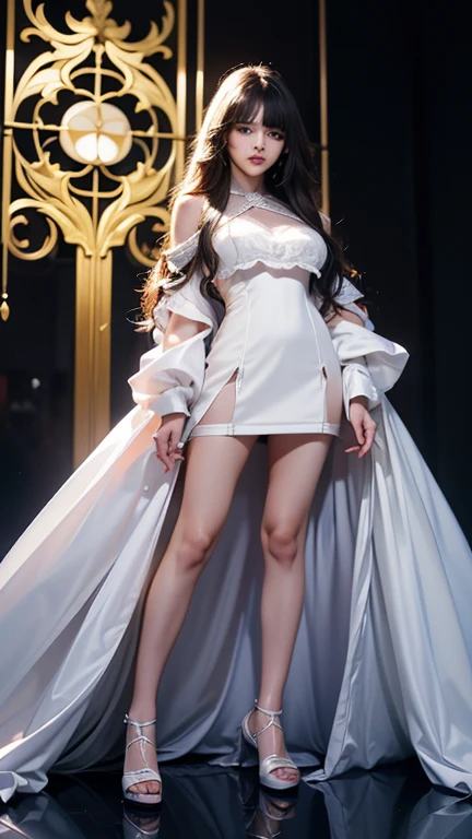 (Highest quality), masterpiece, Extremely detailed CG8K Painting, High collar, Extremely High collar saturation, All colors become darker, Painting, Graffiti art, center composition, Highly detailed lights and shadows, (masterpiece, Highest quality:1.2), One girl, alone,white see-through dress、See-through clothing、Pool、lots of water droplets、Shooting from below、Low - Angle、Small breasts、Full body, face and eyes are very detailed, Medium length hair, Multicolored clouds