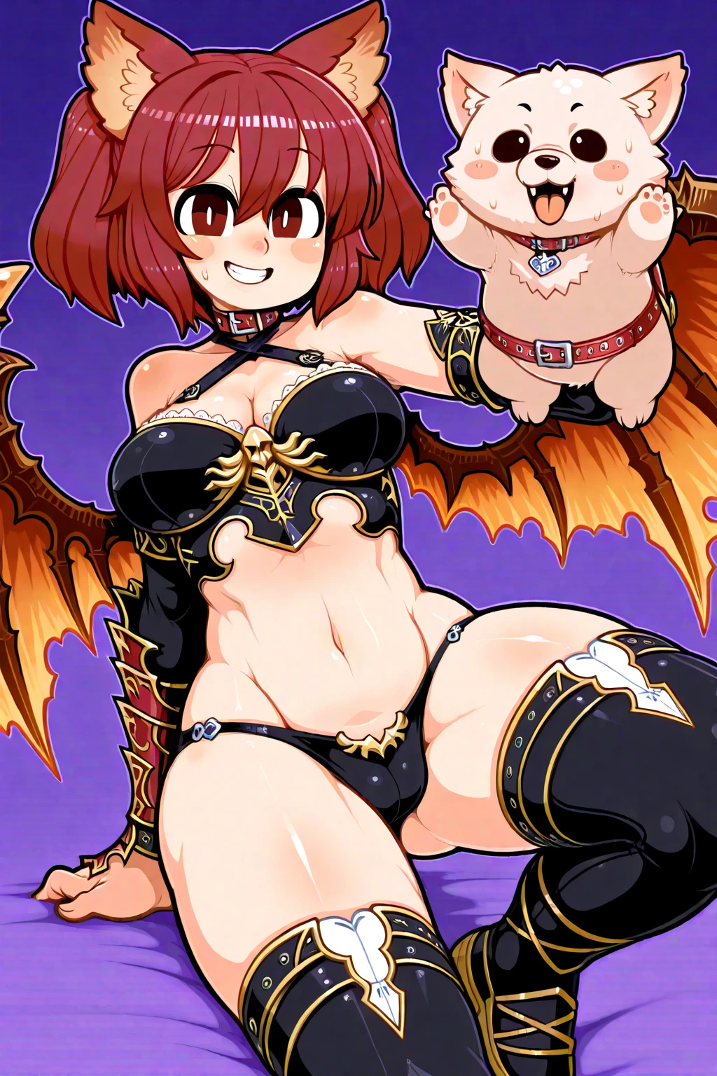 masterpiece, best quality, solo, seductive pose, random pose, ((white background)), large breasts, succubus, dutch angle, spread legs, armpit,
