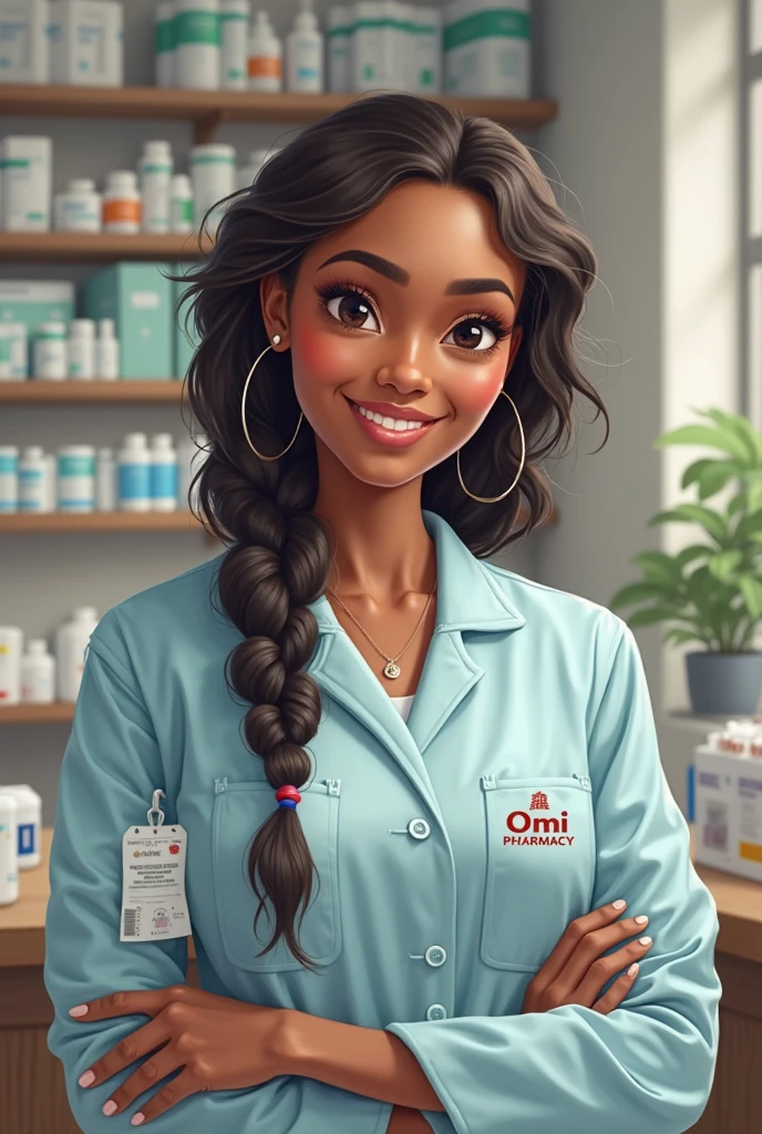 Here is my face, Photoshop my face very well in a pharmacist uniform, I need the picture for a photo passport, realistic one, I am a very light skinned Nigeria lady, not too slim amd not too fat, age 25