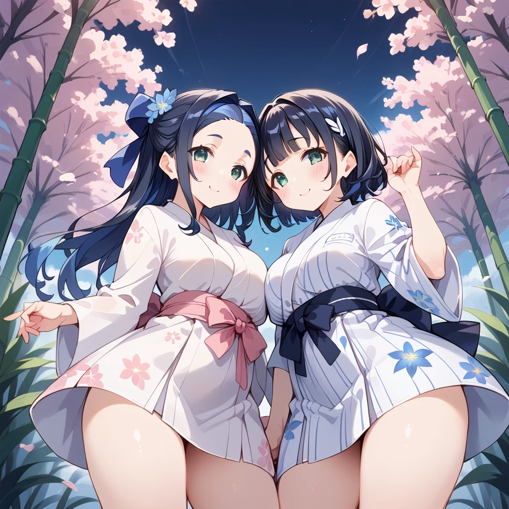 ((2girl,))japanese,japan festival,ponytail.((haori,))fundoshi,nsfw, glamorous, voluptuous,  ,,shy,stand,twintail
