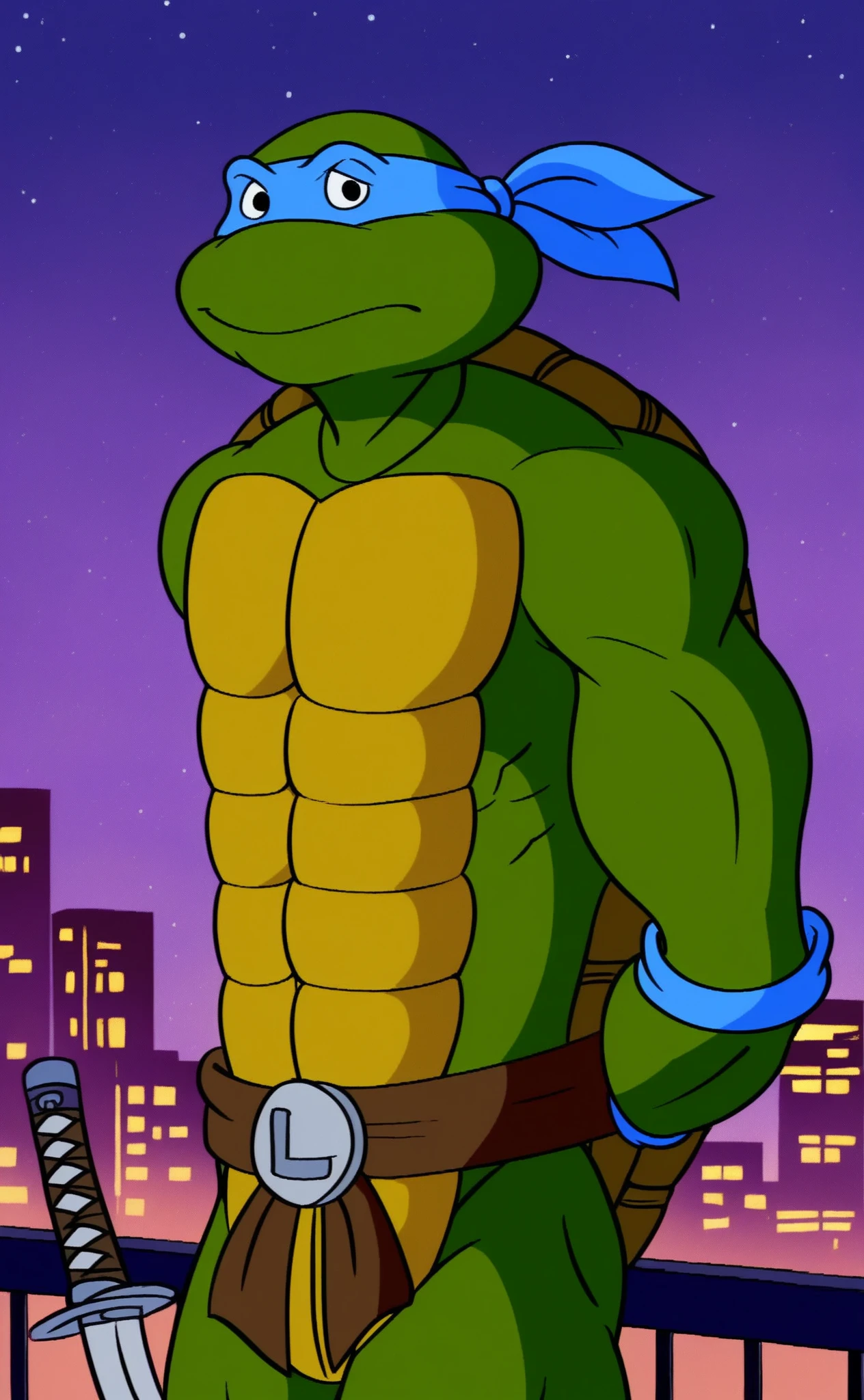 tmnt, comic, alley, action pose <lora:TMNTSaturdayMorningAdventures:0.9>