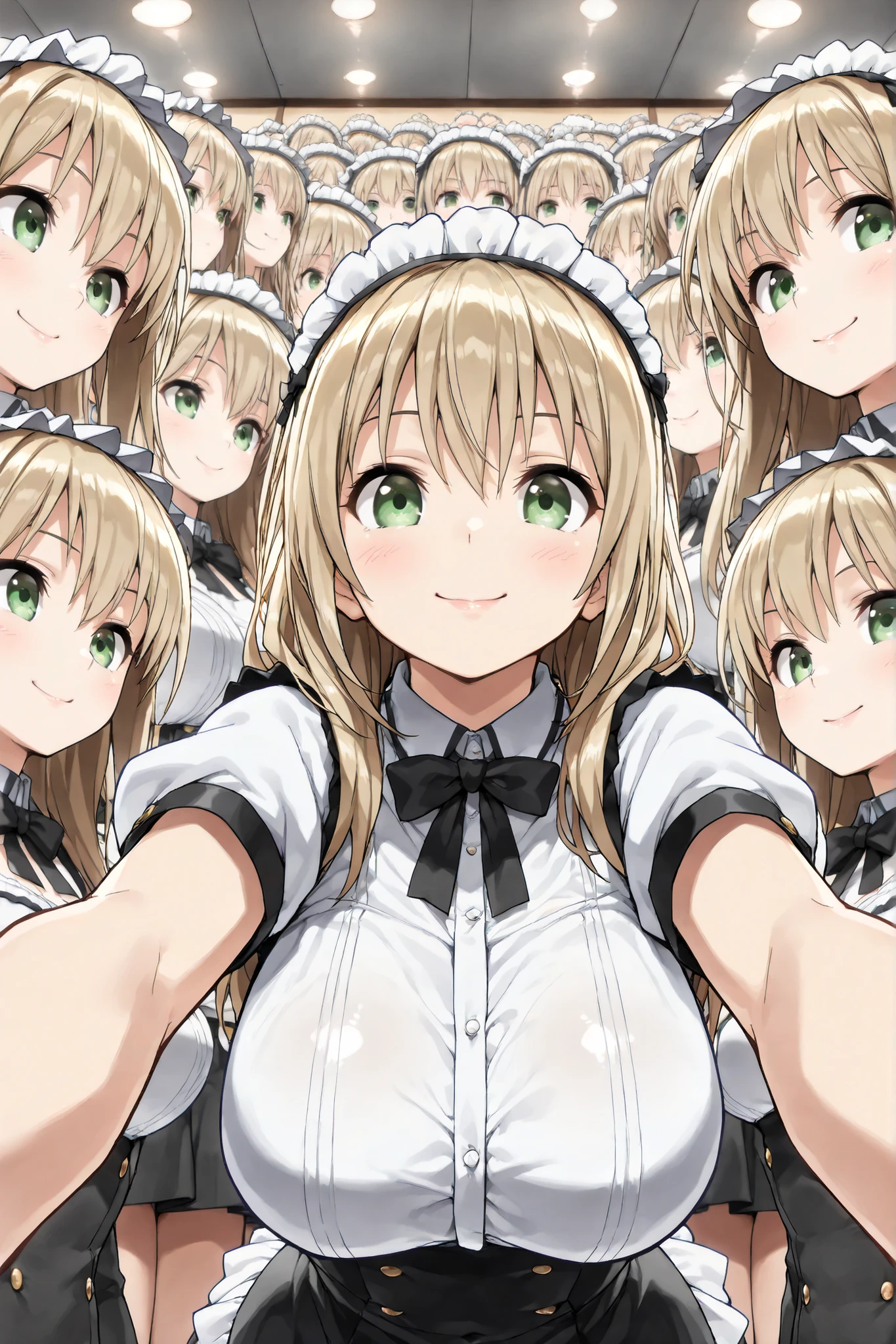 score_9_up, score_8_up, score_7_up, real_Anime, BREAK ((masterpiece, top quality, best image quality, high resolution, highly detailed CG integration 8K wallpaper)), clone girls, clone twins, 6+clone girls, Clone girls only world, beautiful young woman background, cute smile, beautiful eyes carefully drawn down to the smallest detail, shiny lips ,realなスキンテクスチャー, Glossy Skin, Smooth Hair , Super Big Breasts, beautiful round breasts, Tight Waist, wide hips, Attractive perfect body , Clothed woman), (accurate 3Point perspective drawing, Very Accurate Perspective Depiction, Ultra-wide field of view, from below), ((Super crowded , Super dense, Super tight , Fill in a super large amount, open legs, clone girls_Ride Position_clone girls only self play, Bend forward)),