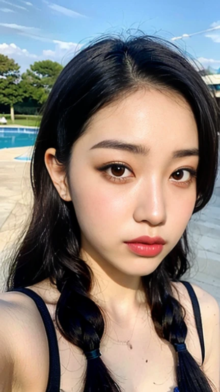 Dark brown hair、Light brown eyes、Japanese actress、 Lady、I am about 40 years old...、(Intricate details:1.2)、(Which is higher???:1.4)、 (Ultra-high resolution:1.2)、Ultra-high resolution、(Fine-tune)、(Detailed facial features)、Hmph、8k resolution、D cup size breasts、Hair length、By the pool、Venice hotel pool、Venice hotel pool、Sitting on a beach bed iBy the pool、You can see the pool in the back、Extravagant space、relax、T-Shirts、濡れたT-Shirts、Water Drop,Full body photo、Head to toe shot、lying on a beach bed、Photographed while lying on a beach bed、Lie down with your butt up、Accentuate your breasts、Gentle expression、