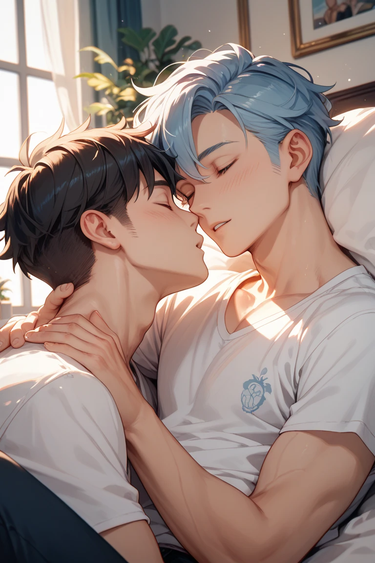 two 16 year old boys kiss