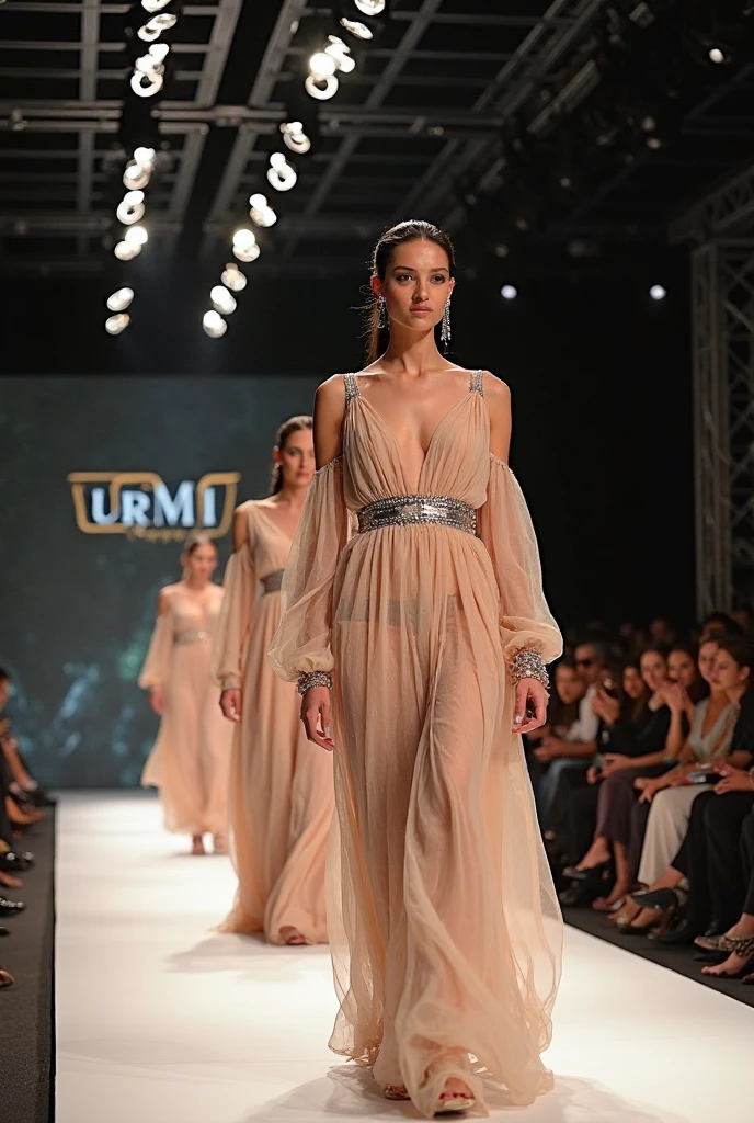 best qualtiy, jewelry,Full body like,Summer clothes,Fashion show,Barefoot,Refined face,pretty face,1 25-year-old Asian female,slimfigure,Larger bust