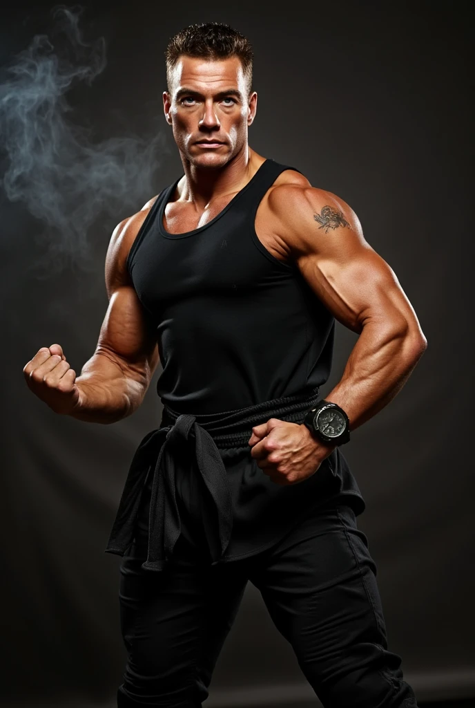 acting（（（martial arts superstar））, Wear black pants with red stripes, There is fire in the background, complicated, high detail, sharp focus, dramatic,  （（Best quality photorealistic art)), ((masterpiece)), (detailed), (???????:1.7)  the last airbender". Describes him as having a strong square jaw line, Gaunt cheeks and thin face, ???????, Notice the detail of the scar on his eye, golden eyes, he is a pyromancer, firebender, messy hair, and a hue, His muscular physique reflects his training and determination. capture his expression, The entire series reflects his inner self and growth. The background should be dark and contain curved fire. Use dark and bold colors…, Mortal Kombat, 