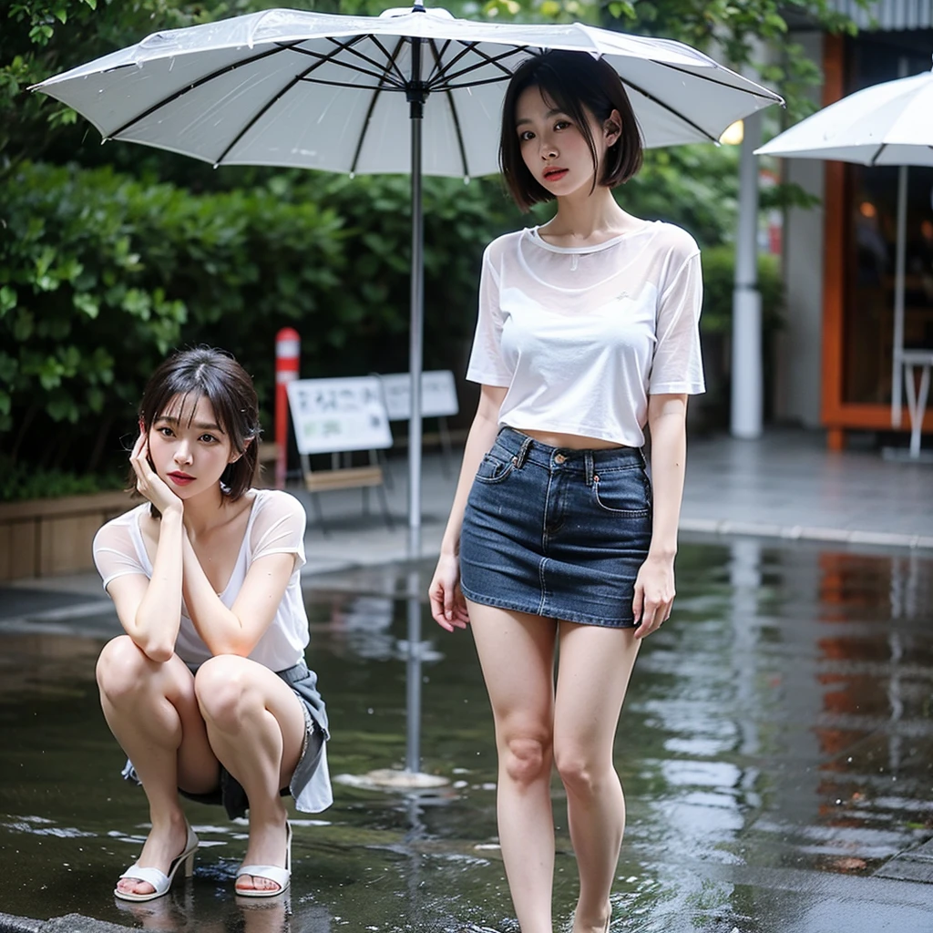 songkran,Walking on a wet city sidewalk,drenched, Dripping, Wet Face,Wet clothes, Wet Skin, Wet Hair,A young woman with a cute face like an idol,((Cleavage)),((Full body portrait)),Natural light,Daytime,RAW Photos,Genuine,Genuine,High resolution,RAW Photos,masterpiece, Genuineistic, beautiful