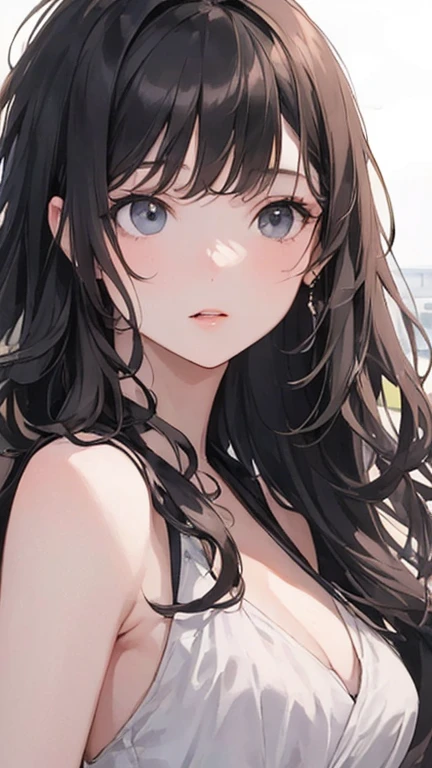 girl１people,highest quality, High resolution,thin、(delicate:1.4)、Brown eyes、expensive、7 Class-large、Black Hair、Long Hair,Straight hair、Straight hair、Ocean、(Black Bikini:1.4),Gal、cute、Shyness,Reading a book,Big Breasts
