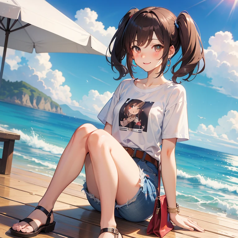 ((3D, best quality: 1.3)), super detailed, SK, (((solo))), full body, (close-up of 8-year-old elementary school student ((Korean futurism)): 1; 15), dressed casually, current fashion, short black T-shirt, ((((white shoes))), (short Kanekalon hair; 1.15), (symmetrical face with clear contours, expression of happy surprise: 1.12), riding a green carbine, (((detailed and clear facial expression)), golden waves, bright orange AOL sunset through the waves, autumn, plants in the wind, warm and soft dark light, blurred movement, magnificent blue sky,