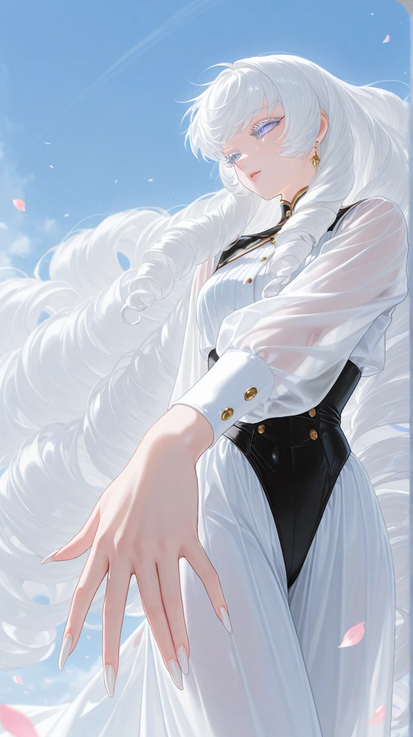clouds,A girl stood on the clouds,Sweaters,long trousers,solo,Girl standing on a cloud,Look down at the thick clouds beneath your feet,solo,A big fish jumped out of the clouds,k hd,high qulity,tmasterpiece