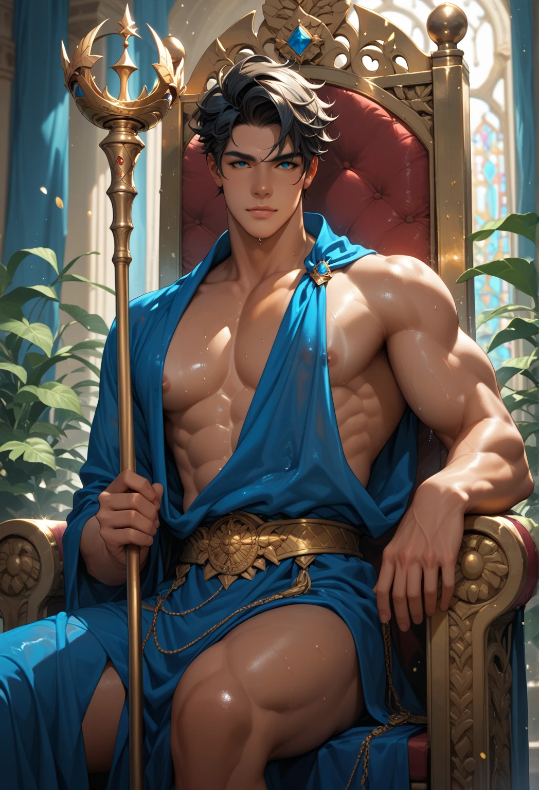 create a colorful illustration of greek god apollo fully clothed