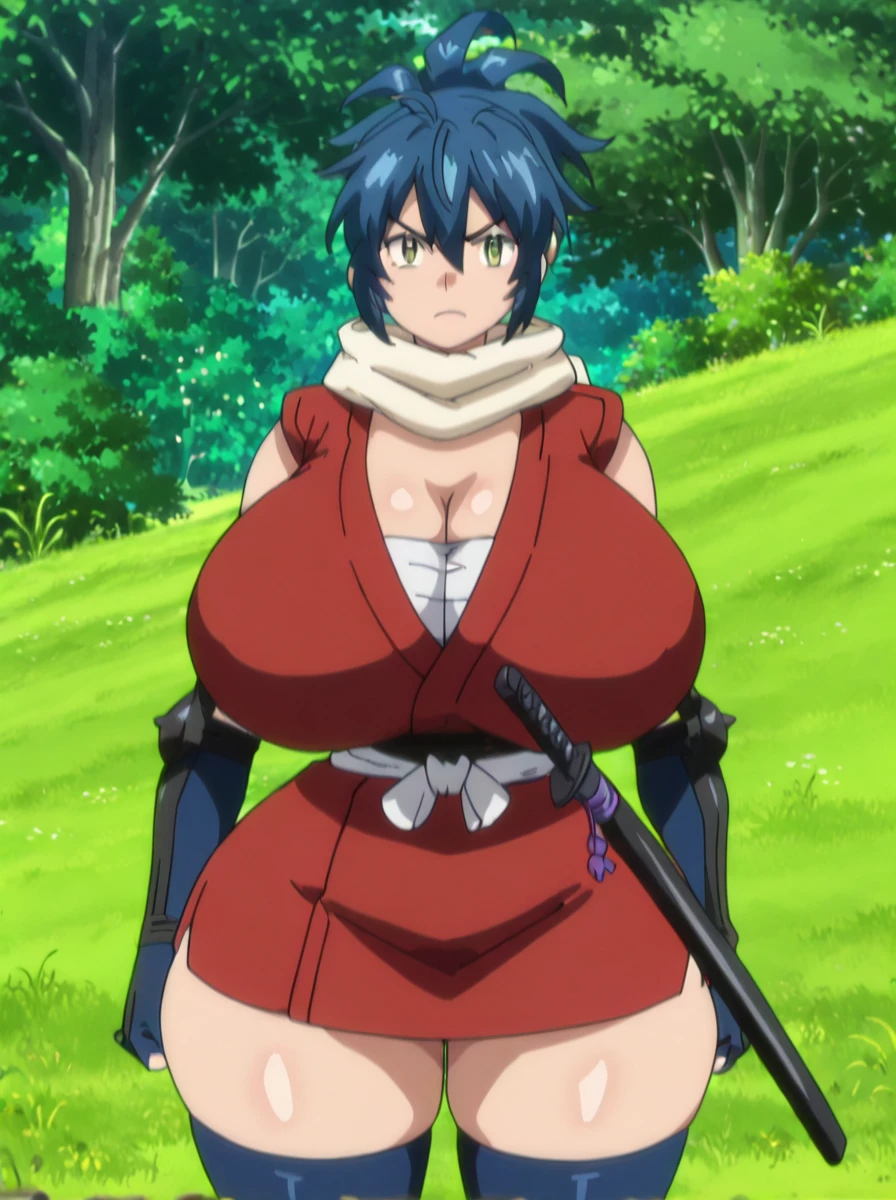 best quality, afterglow, 4k, ((masterpiece)), extremely detailed, 8k, trending on ArtStation, Intricate, High Detail, Sharp focus, 1girl, ulteardef <lora:ultear-05:0.8>, cape, long hair, hairband, (outdoors), ((thick thigh, wide hips)), ((cleavage, sleeveless, panties, bare legs)), ((curvy, chubby)), thong, highlegp <lora:highlegp_v1:0.5>