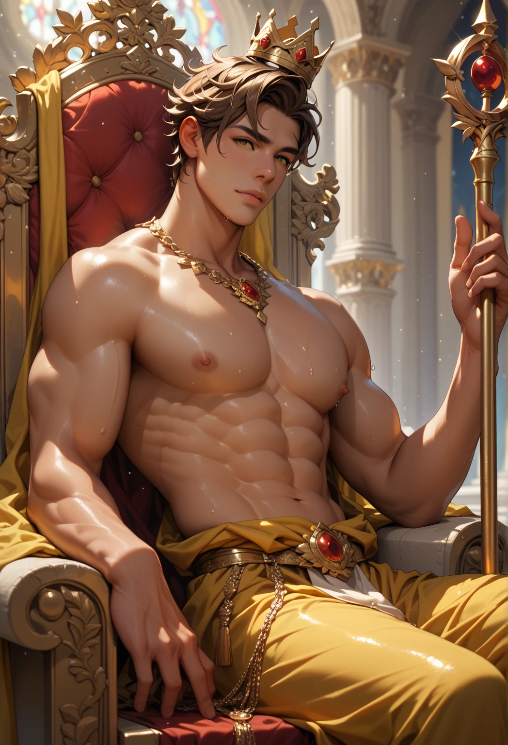 masterpiece, ((masterpiece)), Best quality, complex parts, expressive eyes, perfect face, detailed face, Highly detailed and fine figurine, ultra-realistic, detailed body, detailed pectoral muscles, ((Male focus)), detailed muscles, convex, не носить топы A handsome boy, 17 years old, athletic build, ideal body, aesthetically beautiful, erotically tempting, seducing, offering himself With a beautiful sexy tango panti With round perfect buttocks, muscular, sweaty after a workout, In a Venetian mask with peacock and bird of paradise feathers, In White, red and gold colors, diamond chips all over the body