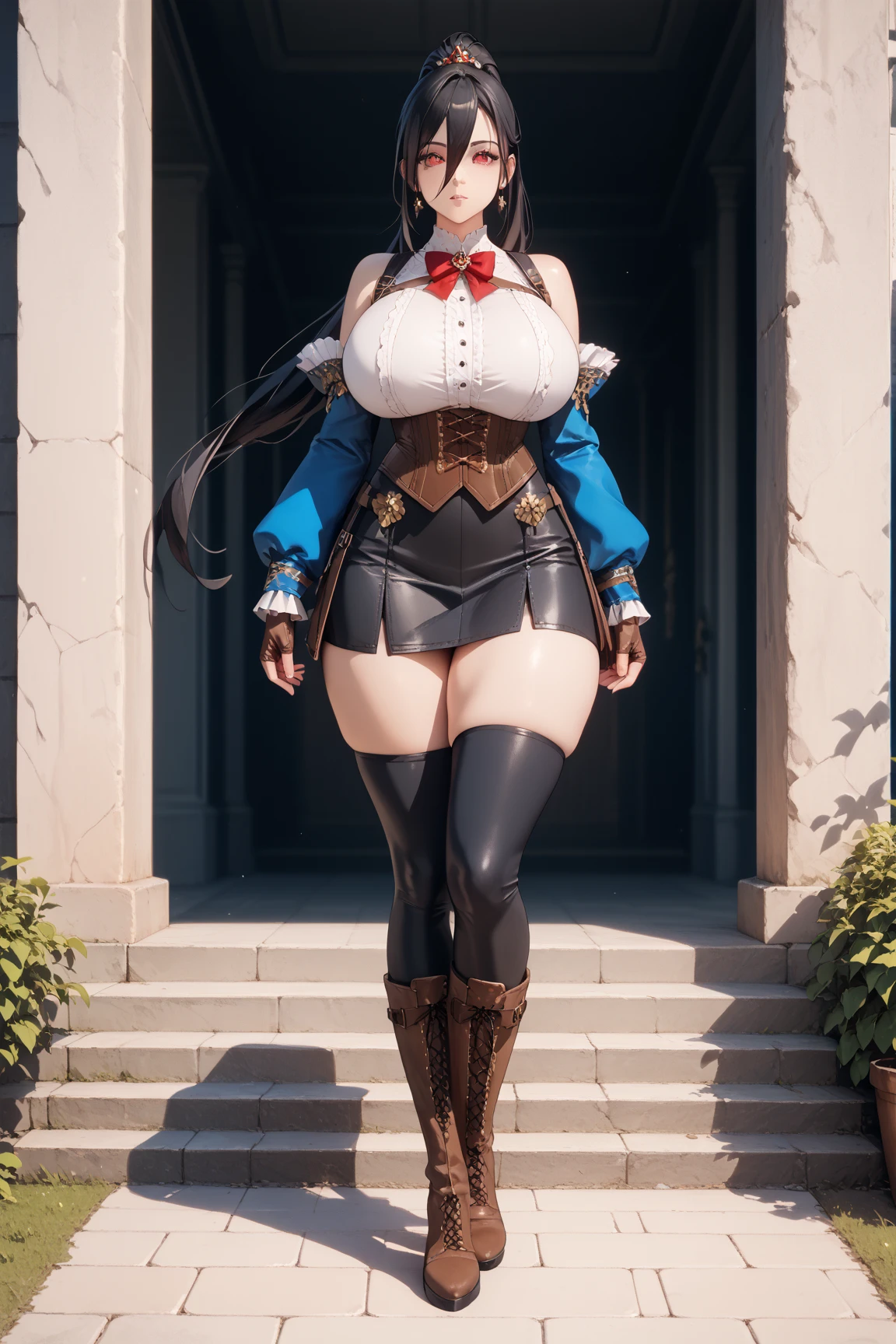 Female full body standing straight symmetrical looking to viewer pov kiss, hands on hips, barefoot together (plain background)