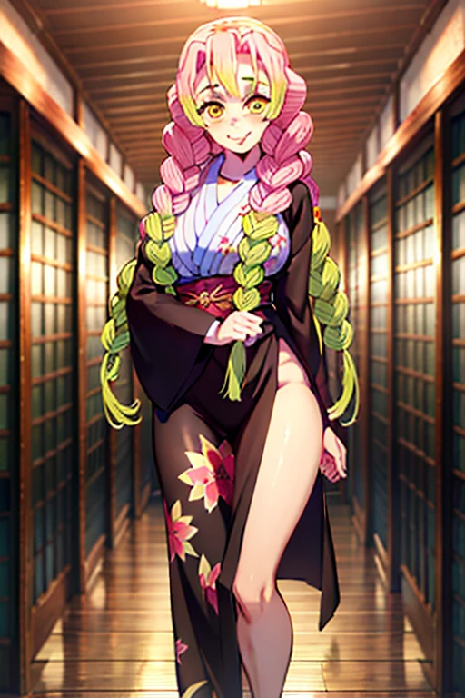 cute face, tall girl, wearinghuge breasts, rainbow pink long hair,Fujiwara Chika, full body, hat, wizard tunic, boots