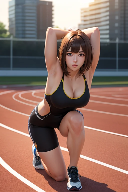 1 female gymnast, (((realistic, highest quality, High resolution, real women pictures))), (((16 year old girl wearing a long sleeve leotard)), ((inside stadium)), (slender body shape), Cowgirl性交, short-haired with bangs, 膣に陰茎を挿入するCowgirlポーズ, curved body, 大きく股を開いてCowgirl, She is wearing a leotard made of too thin material., A white leotard that sticks to your skin too much, Detailed depiction of the vagina, beautiful thighs, A huge penis is thrust up from a man, nose too small, toned stomach, 16 year old beautiful girl, saddle, Cowgirl, straddle, Too cute small face, touch his abs, nostrils are not visible, realistic, squeezed her thighs, lips slightly open