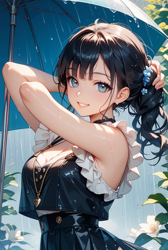 handjob,side view,eye-level shot,face focus,open mouth,tongue out,cum on tongue,lick,(1girl,Beautiful 16 year old girl),((Slender,Small breasts,Baby Face,Small face,)),looking at viewer,Black Hair,bangs,two side up,Gray Eyes,Drooping eyes,slit pupils,narrow eyes,Sheer black and sky blue negligee,Sexy Lingerie,Beautiful and detailed anime art,Mischievous smile,Dimly lit room,Simple Background,Gray background,Low lighting