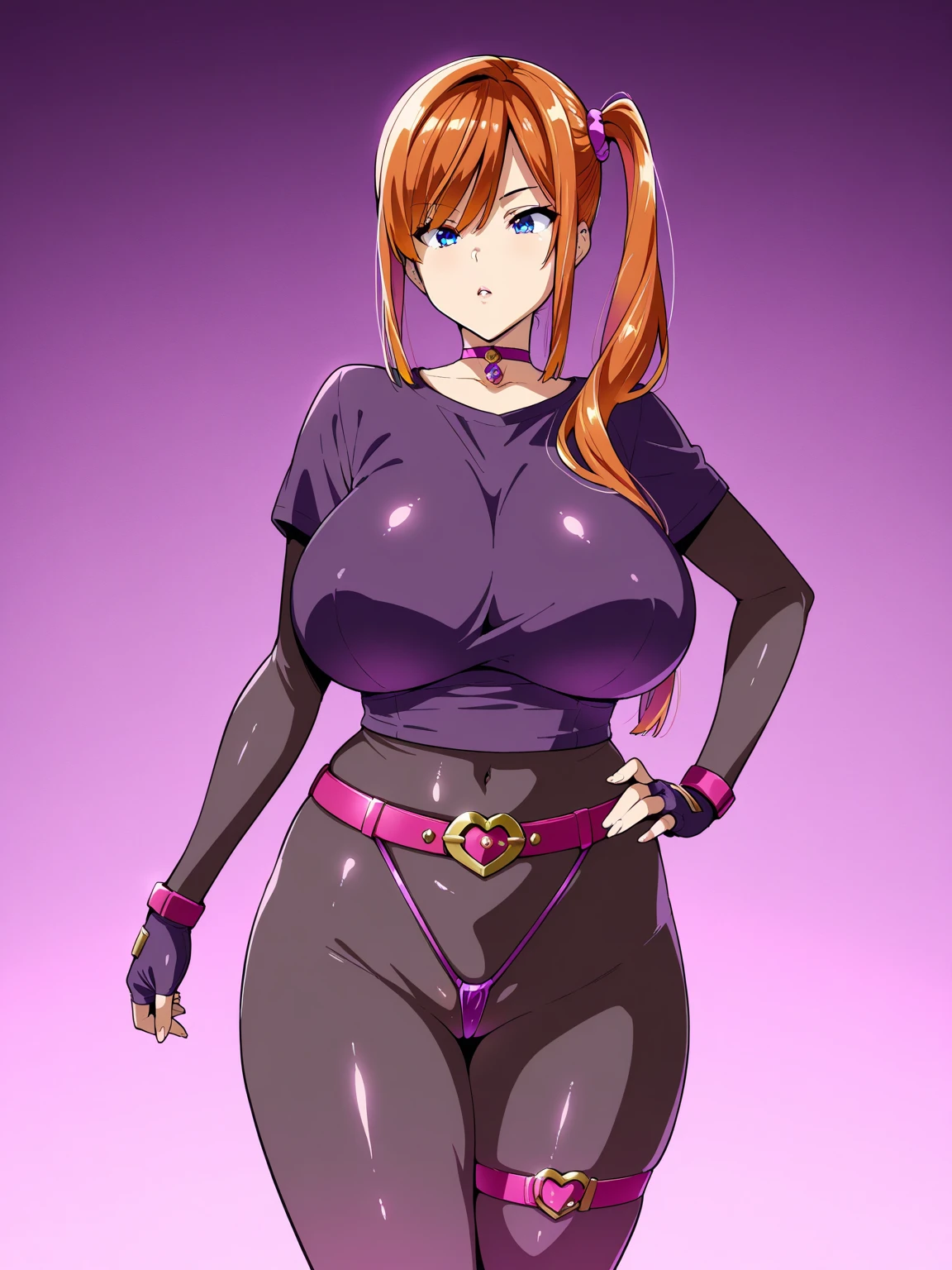 masterpiece, best quality, absurdres, 8k, perfect shadows,perfect lighting,hdr, cowboy shot,shiny skin,skindentation, beautiful body, NamiFinal, ((red hair: 1.4)), long hair, blue eyes, (crop top, underboob, elbow gloves, thigh boots, split skirt, bare shoulders, curvy, midriff, curvy, thighs, higheels, shiny clothes), complex detailed background, inside, luxury palace) (gigantic breasts,hourglass body, thin waist,very slim waist)extremely detailed face,detailed eye makeup, detail face, nice detailed eyes,nice hands, perfect hands (realistic pupils,realistic iris:1) heavy eye makeup,glowing eyes, Bright eyes,standing,standing at attention,(seductive smile), gigantic breasts, curvy