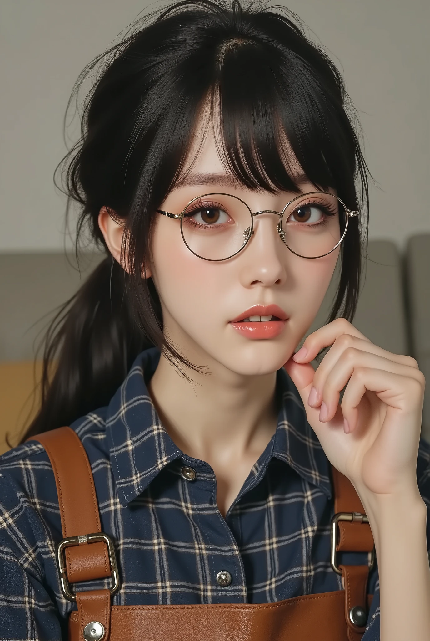 (  Highest Quality, best illustrations,high image quality:1.2), (Horror Fantasy:1.5), (ink and watercolor:1.5),(Ominous Scenery   :1.5),(A lot of dust rises:1.5),(  Dirt Track   :1.5),(wonderful:1.5),(masterpiece:1.5),  (Powerful figures:1.1、Big Breasts:1.3) 、 ((((glasses、Closeup Shot, cute、 Red Eyes、 Evil Ruby's Cursed Necklace )))),(((glasses、Big Breasts、  braids)))、  cute face,  raise eyebrows , ,(Fatal Beauty,  charming beauty ) ,(Mysterious Charm:1.1),(Big Breasts、attractive silhouette),   high image qualityテクスチャ 、High Quality Shadows、   beautiful and delicate face   、 beautiful, delicate, eyes are sticky liquid dripping  、 ray tracing 、 20th Generation、 cute K-POP girl、( The Face of Korea )、Thin face、( Ulzan-6500-v1.1:0.6)、   Face of Pure Loss   _v1 , ( beautiful and delicate face ,  beautiful and delicate eyes,  perfectly balanced face ,  high image quality skin ,  detailed skin,  lens flares {x} perfect ratio 4 fingers to 1 thumb :1.25)、 DSLRs、   地獄から来たbeautiful悪魔女  ,    ATTRACTIVE GIRL  , Real Girls, Gurwitz,  Gurwitz-style Artwork , Girl Roleplay, Realistic 3d style, cgstation Popular Topics,,  8k portrait rendering BYMR. nomi ,（truth,truth:1.4,glassesの少女  :1.2)、cheek、 glossy lips, 1. オーバーサイズ comment:  comment、 come up with an oversized design that covers shoulder to knee.。 navy blue or black are standard colors .、[ Soft khaki or beige , wait.、 Pick the right color for the season 。 2.    choose the color that suits your skin    : To protect yourself from the cold、    choose the color that suits your skin   、 ニットの質感と色を commentに合わせてください .。 3. ワイドレッグ   pants:    pants,  choose a wide leg design 、combines mobility and style。Dark tone denim or black   pants look great.。 4. knee-high boots: オーバーサイズ commentに含まれるもの、boots are black or dark brown Match the texture and color of the fashionable.、  Gives a stylish impression  。 5. accessories:   The  。  Disney  、   long necklace  、6. handbag: handbag、let's match the color of your outfit.