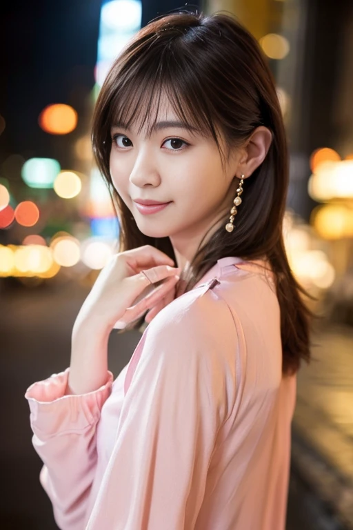 ulzzang -6500-v1.1, (Raw photo:1.2), (Photorealsitic), a beautiful detailed girl, (Real: 1.4), extremely detailed eye and face, beatiful detailed eyes, ((Stroll through the illumination plaza at night:1.4)), (( Soft sweater in pastel colors:1.3, Ultra-realistic pantyhose:1.2))、selfee、Instagram、game_nffsw, huge filesize, hight resolution, ighly detailed, top-quality, [​masterpiece:1.6], illustratio, ighly detailed, nffsw, finely detail, top-quality, 8k wallpaper, Cinematographic lighting, 1girl in, 17 age, perfect body type, Sareme, beautiful tbig eyes、Pieckfinger, ((masutepiece)), Best Quality, 1girl in, eye shadow,  Portrait, ((FULL BODYSHOT:1.4))、(Very affectionate smile:1.2)、realistic skin textures、shinny skin、Exposed thighs!!!