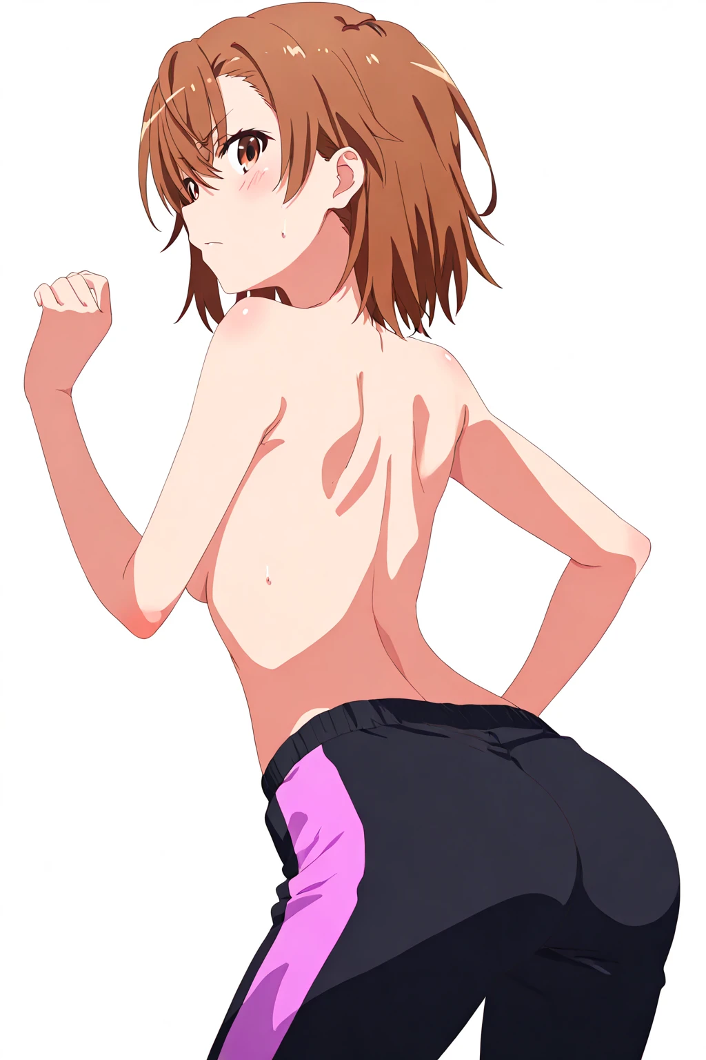 A cute, slightly tall, beautiful boy in the 5th grade of elementary school is standing with a white loincloth wrapped around his crotch, making it look like a thong, exposing his buttocks.。Diagonal angle from behind。