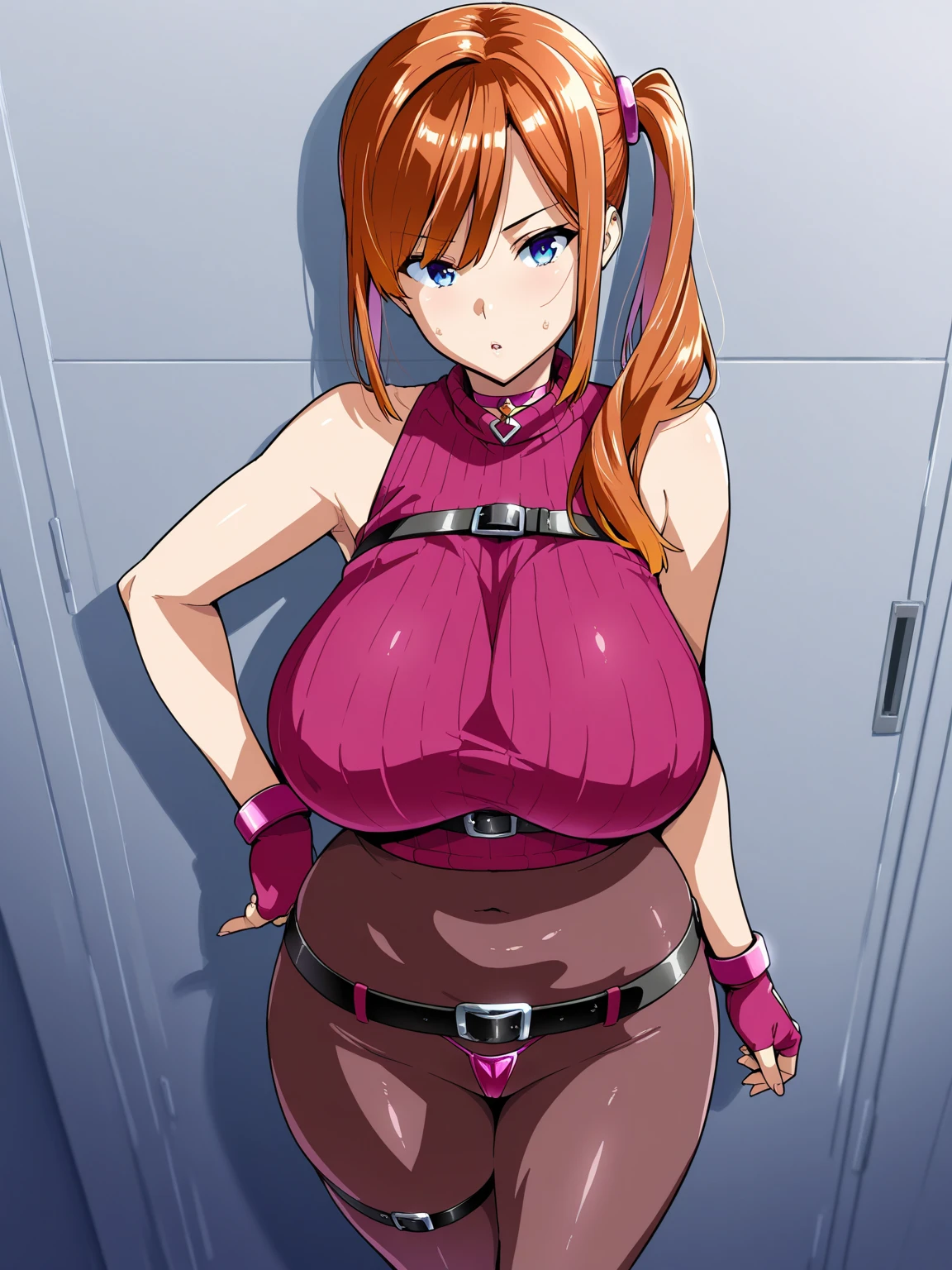 Black widow showing her huge XXL tits naked and blushing because she has cum all over hertits